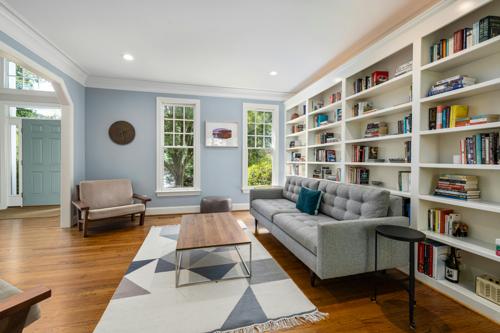 Site finished white oak floors in living room
